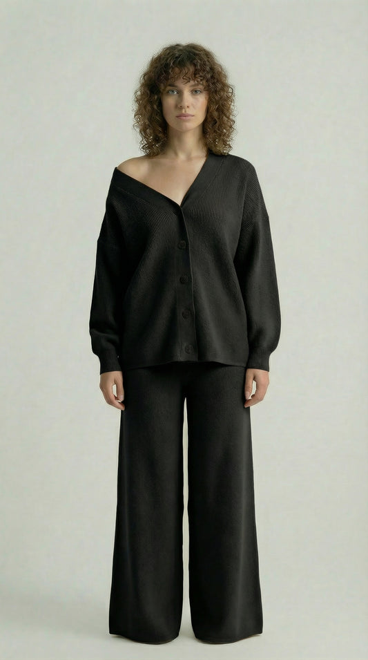 Midnight Black Knitted Set