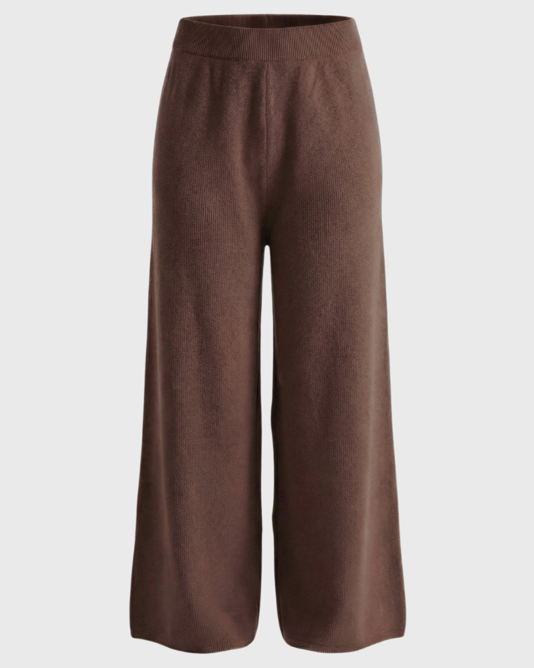 Chocolate Brown Knitted Wide-Leg Pants