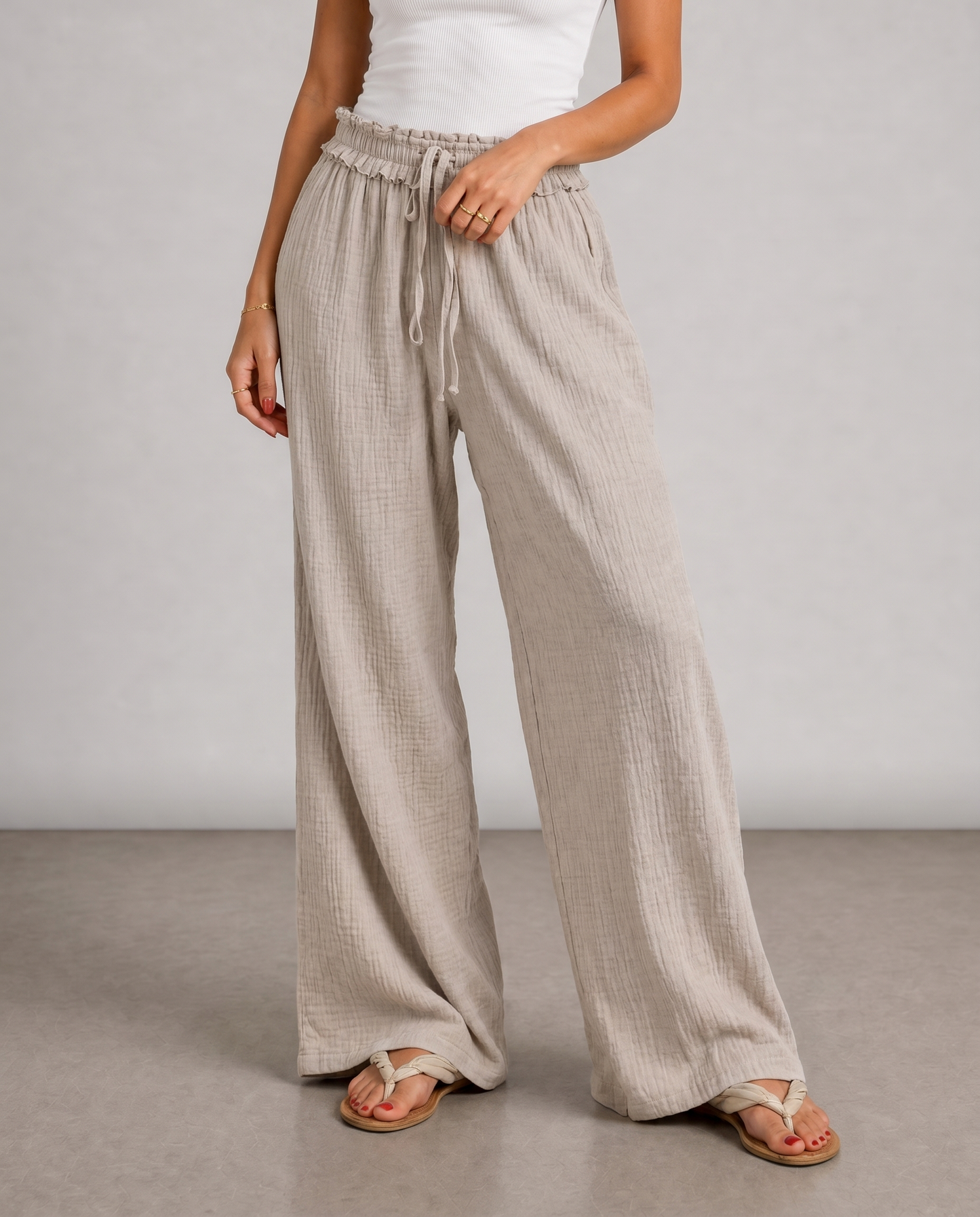 Sandstone Wide-Leg Pants