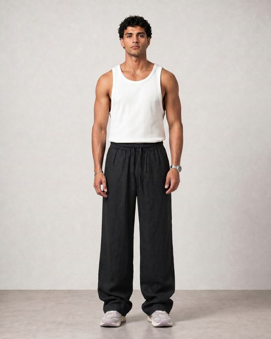 Sandwashed Linen Pants (Black)