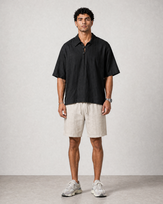 Sandwashed Polo (Black)