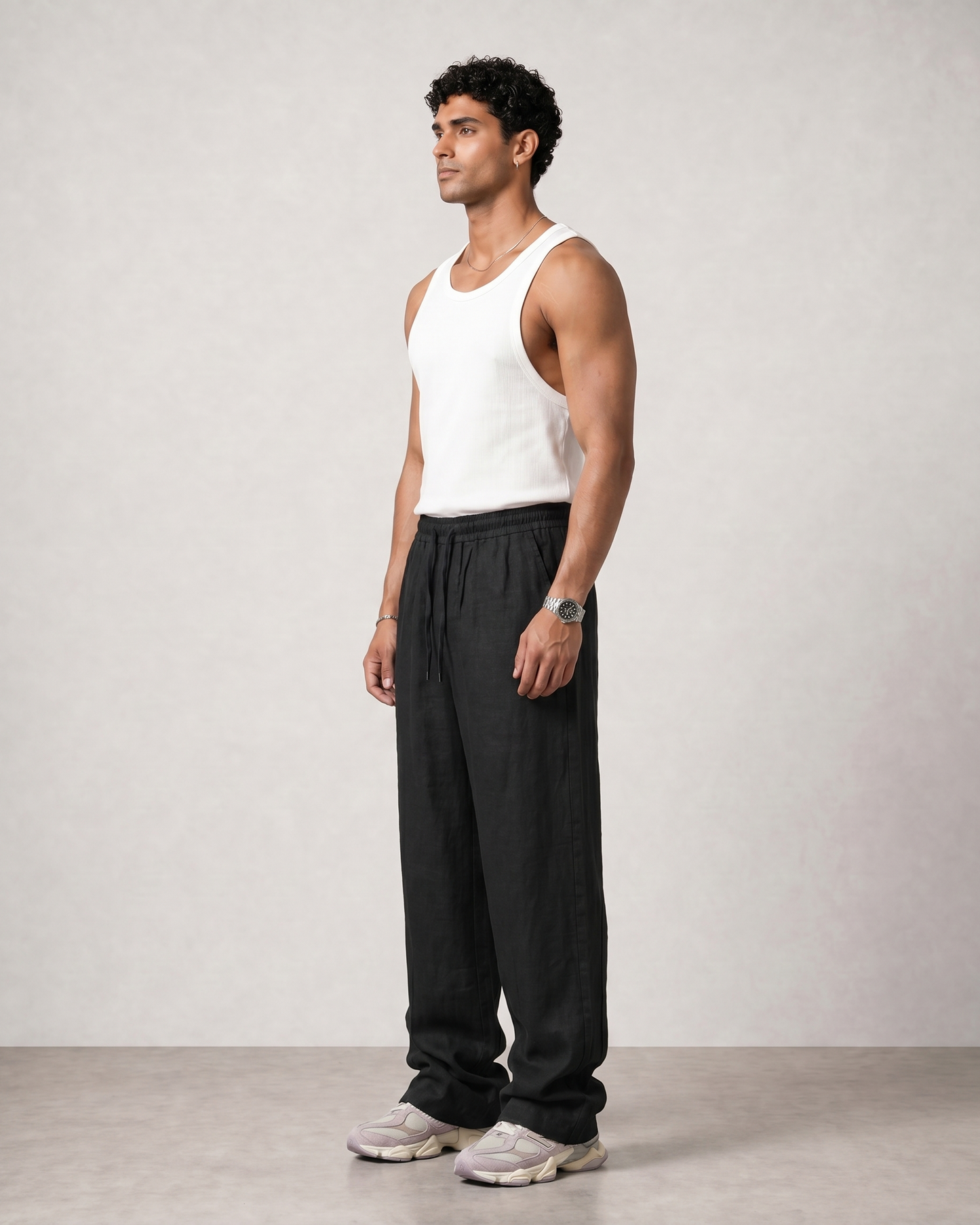 Sandwashed Linen Pants (Black)