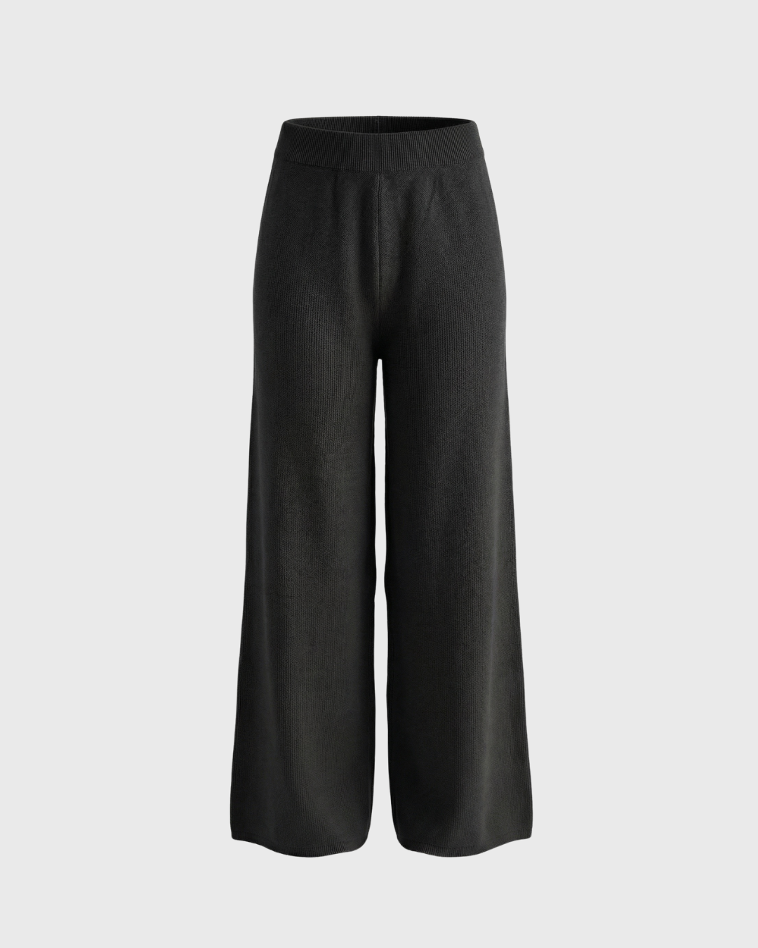 Midnight Black Knitted Wide-Leg Pants