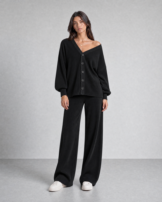 Midnight Black Knitted Set