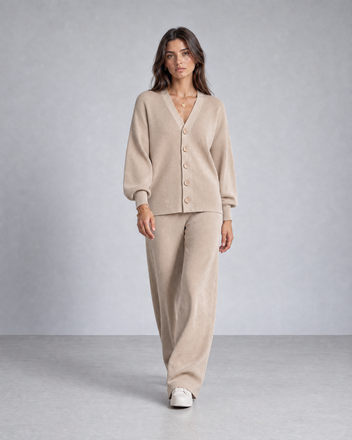 Beige Knitted Set