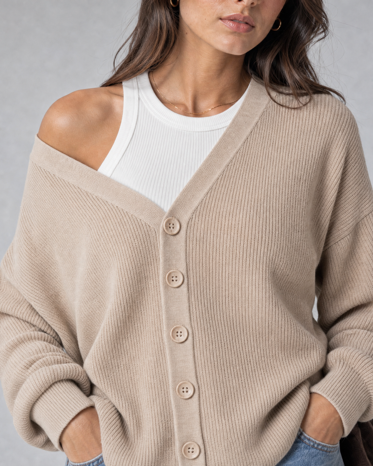 Beige Knitted cardigan