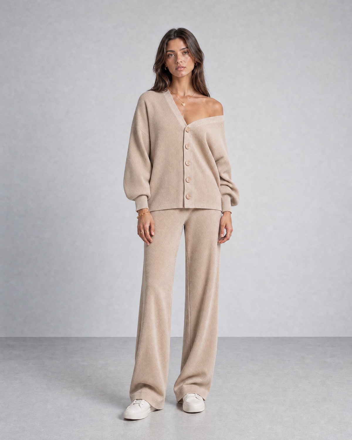 Beige Knitted Set