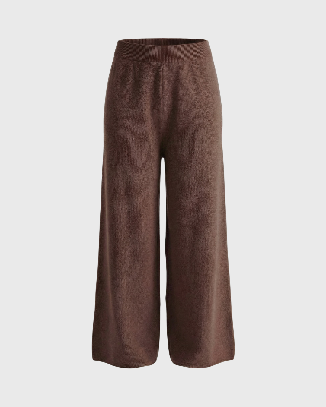 Chocolate Brown Knitted Wide-Leg Pants