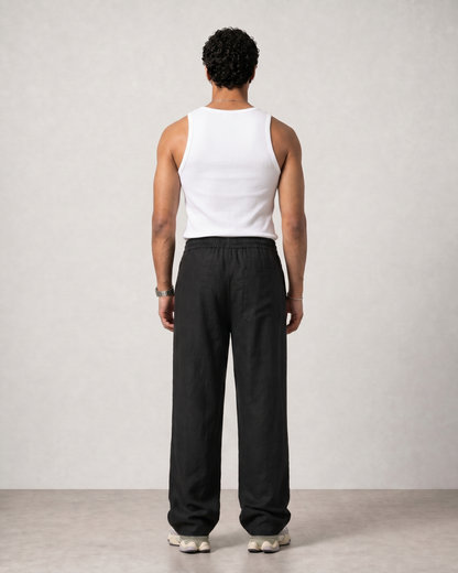 Sandwashed Linen Pants (Black)