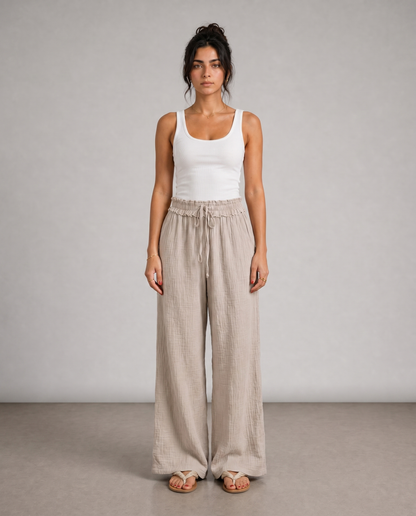 Sandstone Wide-Leg Pants