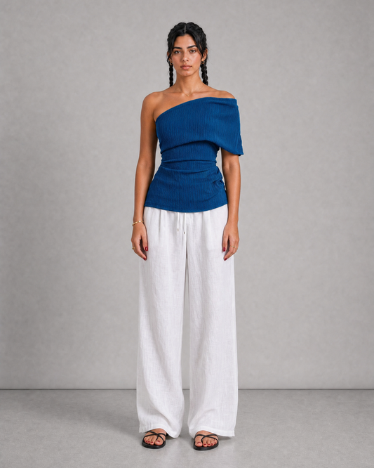 The "Drape Cut" Top (Cobalt-Blue)