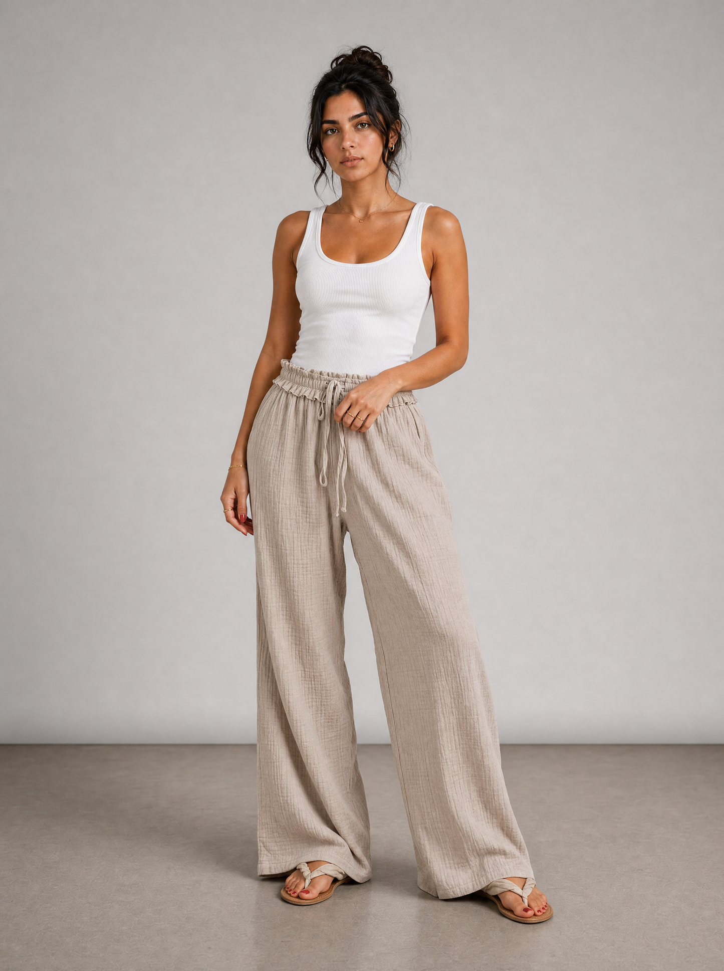 Sandstone Wide-Leg Pants