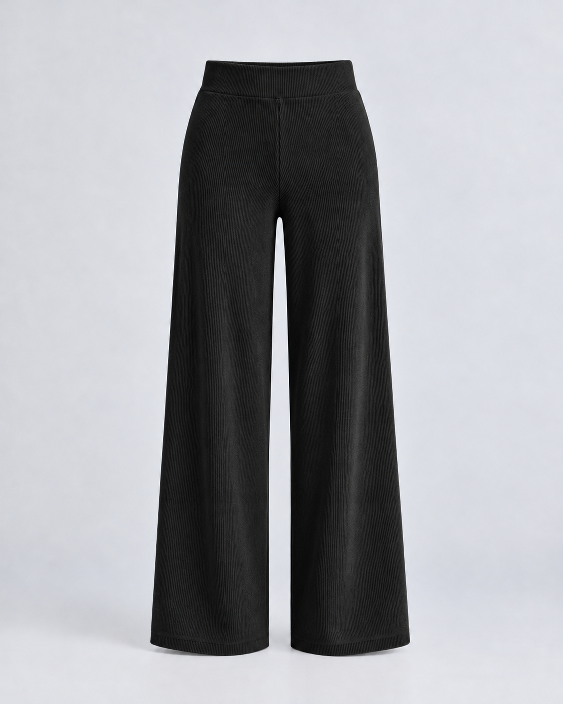 Midnight Black Knitted Wide-Leg Pants