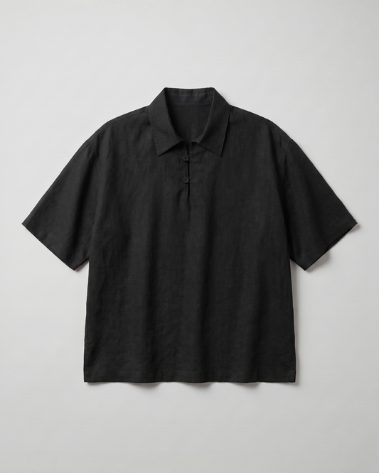 Sandwashed Polo (Black)