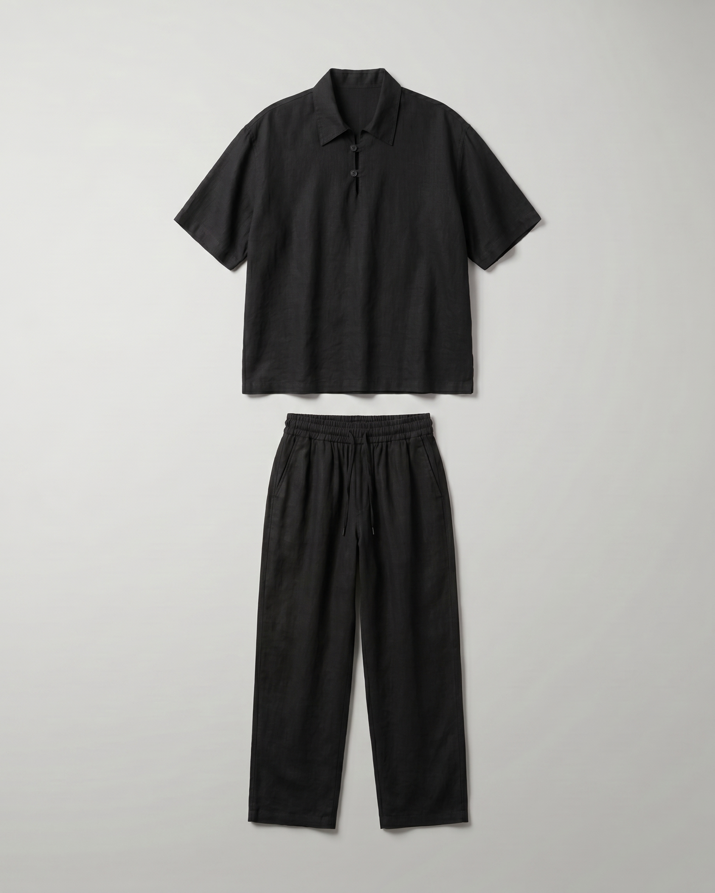 Black Sandwashed Linen Set