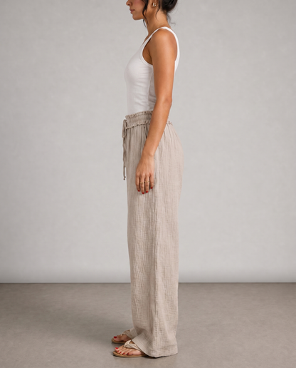 Sandstone Wide-Leg Pants