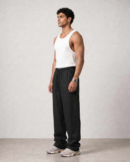 Sandwashed Linen Pants (Black)