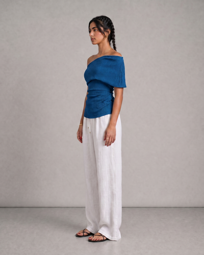 The "Drape Cut" Top (Cobalt-Blue)