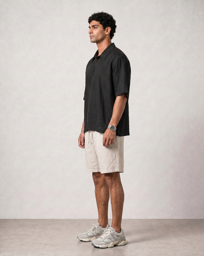 Sandwashed Polo (Black)